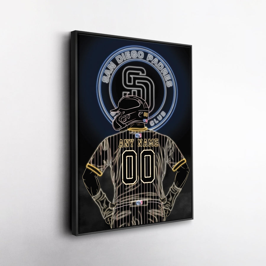 San Diego Padres Personalized Jersey Canvas | Neon Wall Art - CanvasNeon