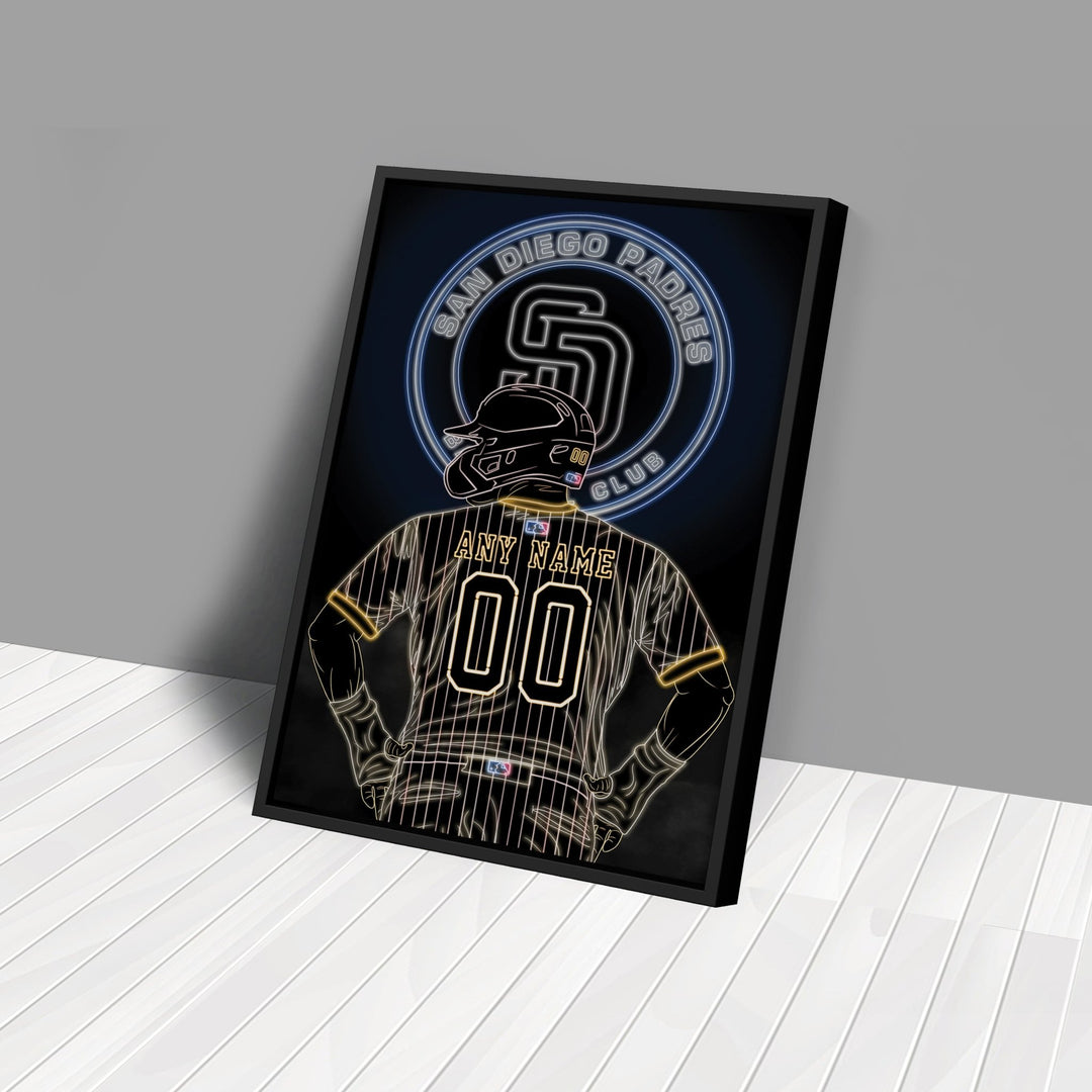 San Diego Padres Personalized Jersey Canvas | Neon Wall Art - CanvasNeon