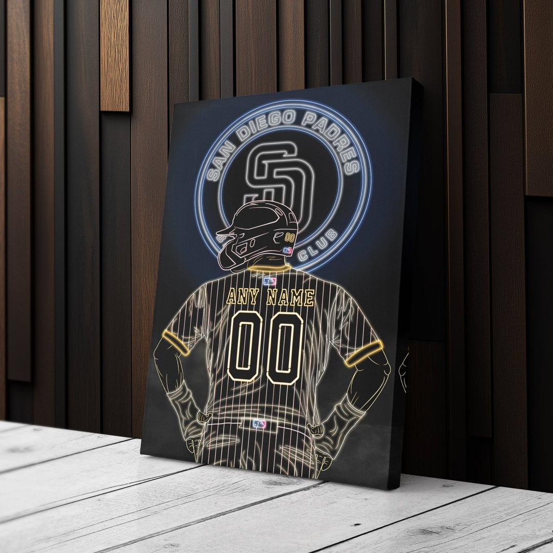 San Diego Padres Personalized Jersey Canvas | Neon Wall Art - CanvasNeon