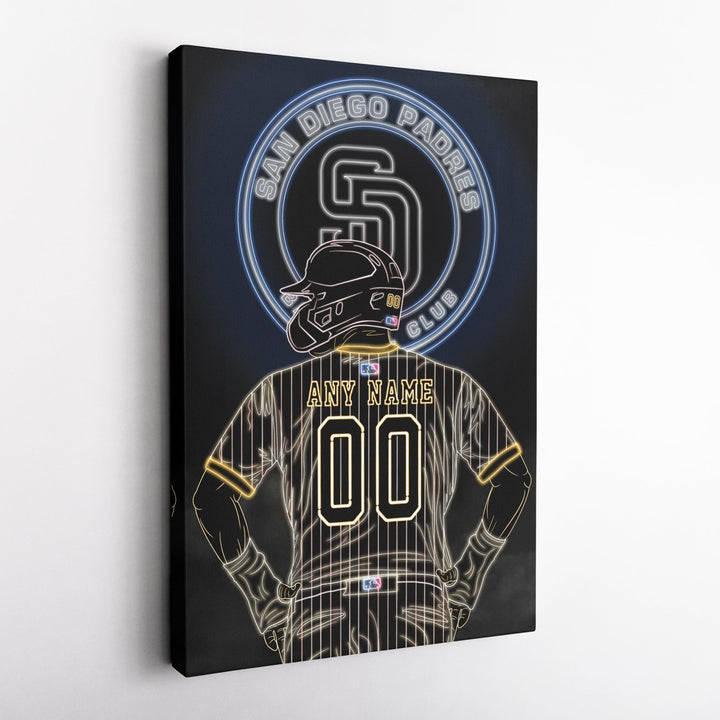 San Diego Padres Personalized Jersey Canvas | Neon Wall Art - CanvasNeon