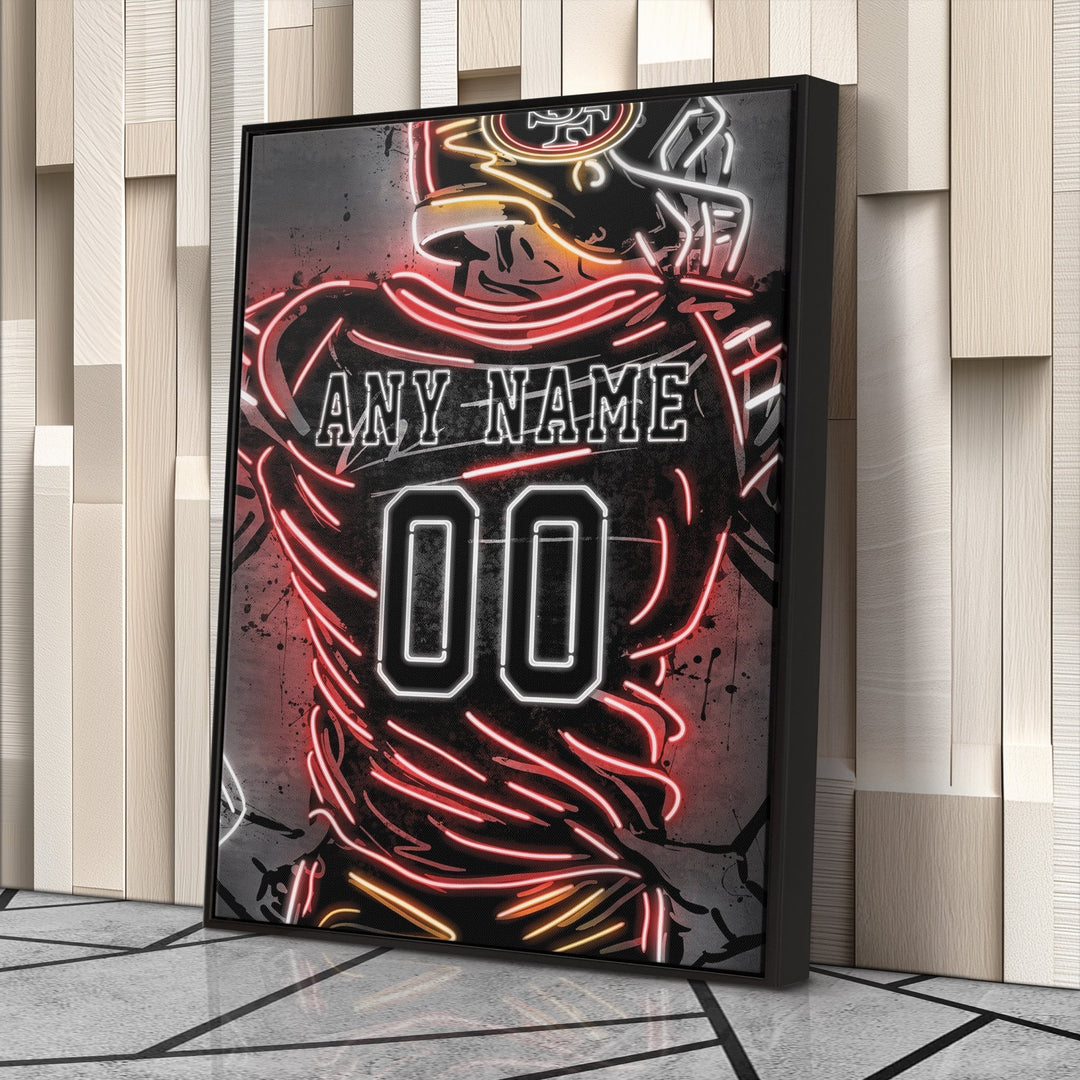 San Francisco 49ers Custom Jersey Canvas | Neon Wall Art - CanvasNeon