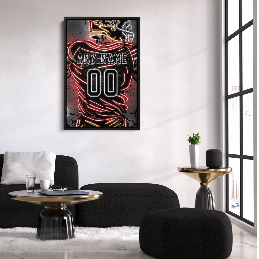 San Francisco 49ers Custom Jersey Canvas | Neon Wall Art - CanvasNeon