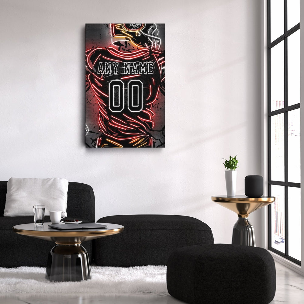San Francisco 49ers Custom Jersey Canvas | Neon Wall Art - CanvasNeon