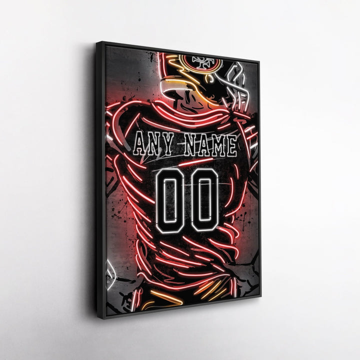 San Francisco 49ers Custom Jersey Canvas | Neon Wall Art - CanvasNeon