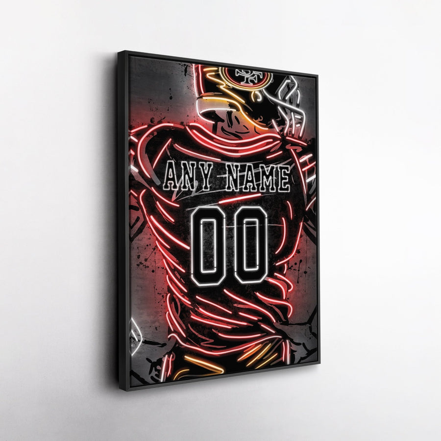 San Francisco 49ers Custom Jersey Canvas | Neon Wall Art - CanvasNeon