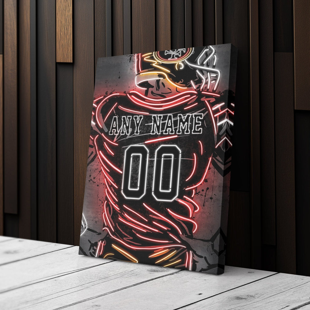 San Francisco 49ers Custom Jersey Canvas | Neon Wall Art - CanvasNeon