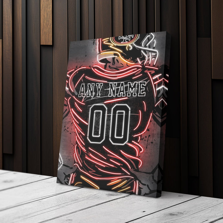 San Francisco 49ers Custom Jersey Canvas | Neon Wall Art - CanvasNeon