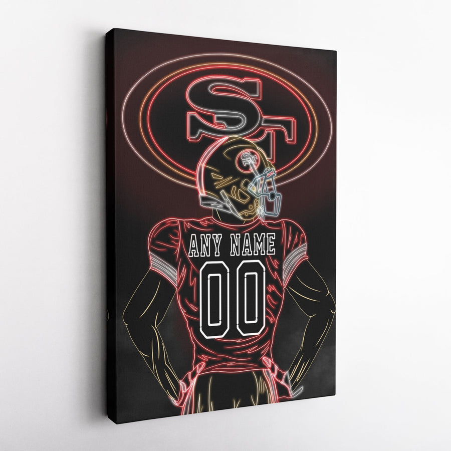 San Francisco 49ers Personalized Jersey Canvas | Neon Wall Art - CanvasNeon