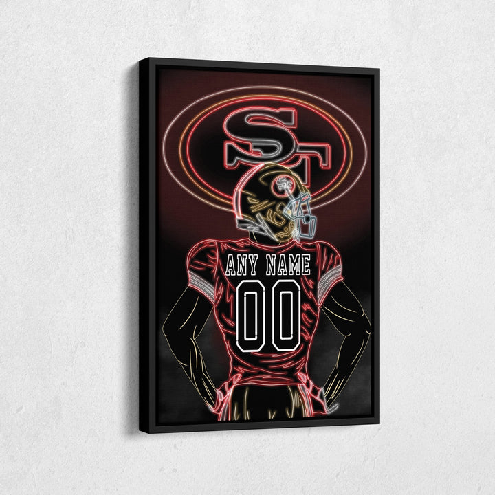 San Francisco 49ers Personalized Jersey Canvas | Neon Wall Art - CanvasNeon