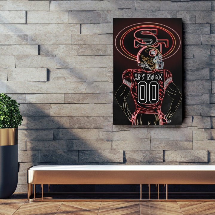 San Francisco 49ers Personalized Jersey Canvas | Neon Wall Art - CanvasNeon