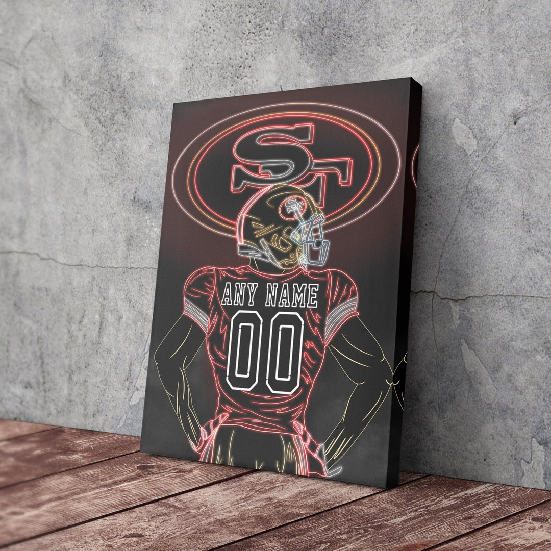 San Francisco 49ers Personalized Jersey Canvas | Neon Wall Art - CanvasNeon