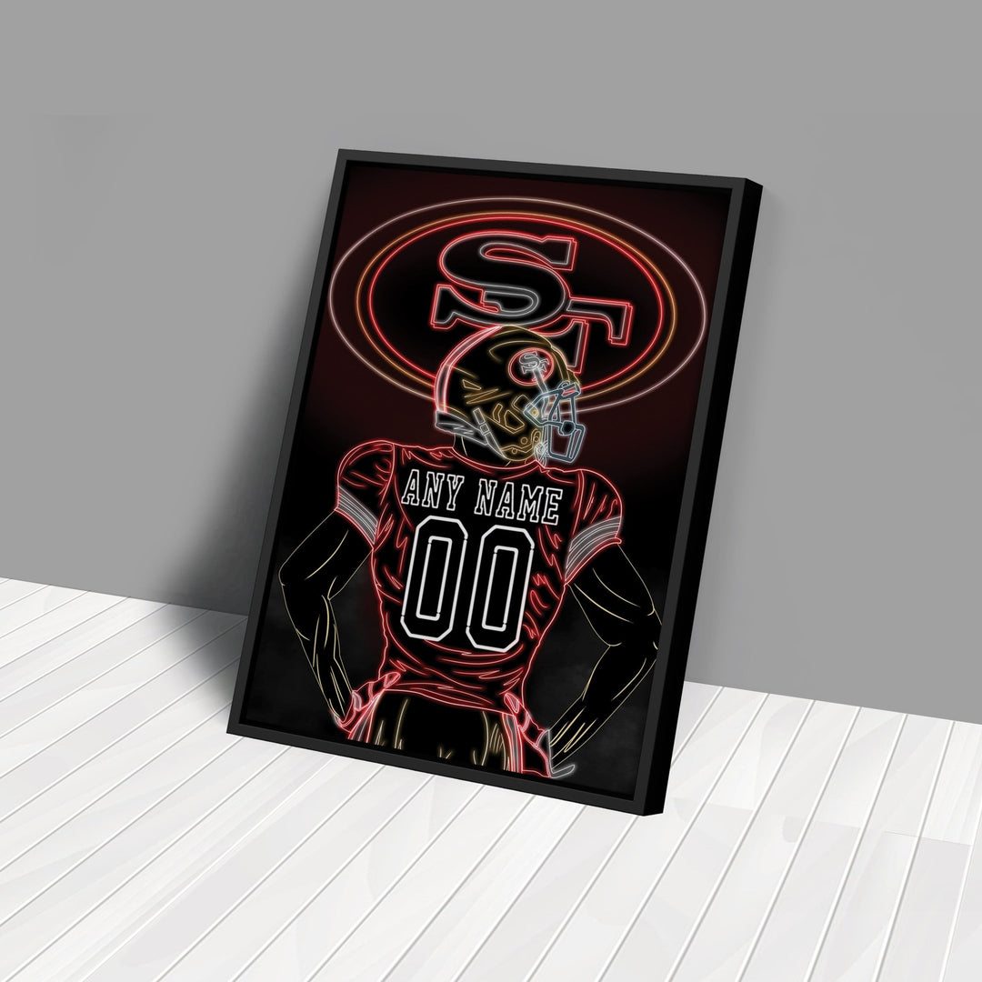 San Francisco 49ers Personalized Jersey Canvas | Neon Wall Art - CanvasNeon