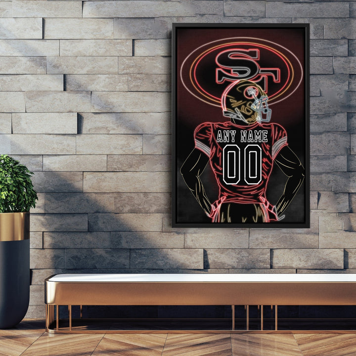 San Francisco 49ers Personalized Jersey Canvas | Neon Wall Art - CanvasNeon