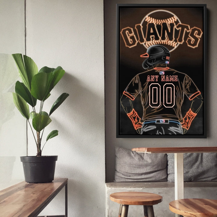 San Francisco Giants Personalized Jersey Canvas | Neon Wall Art - CanvasNeon