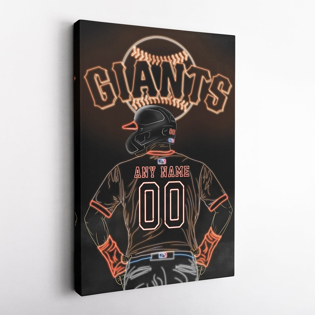San Francisco Giants Personalized Jersey Canvas | Neon Wall Art - CanvasNeon