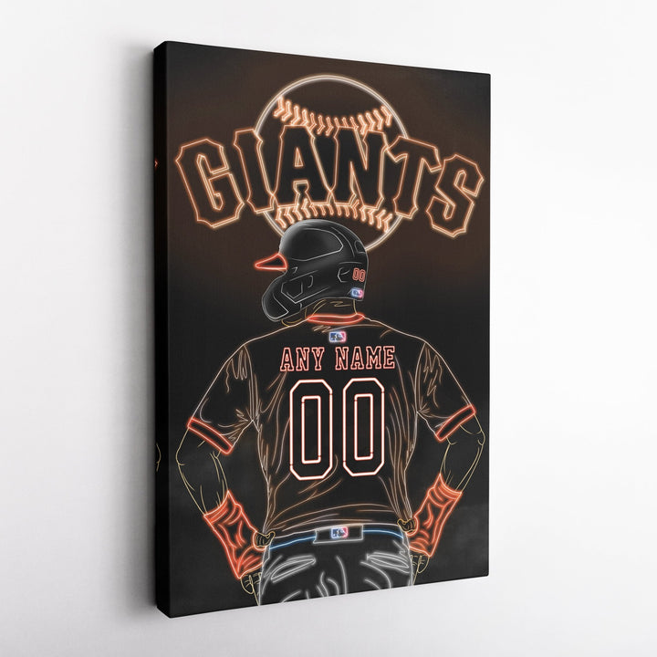 San Francisco Giants Personalized Jersey Canvas | Neon Wall Art - CanvasNeon