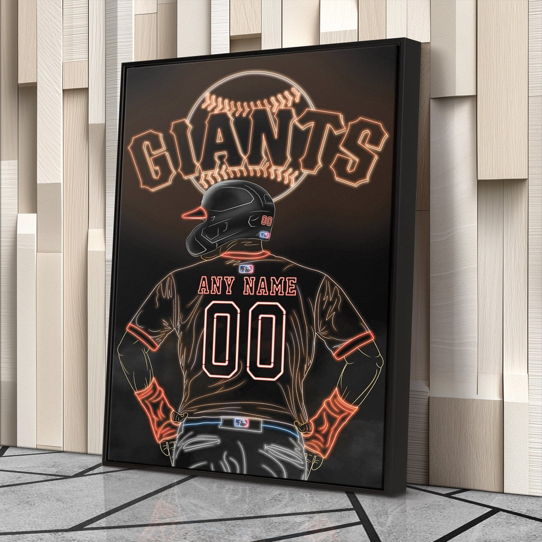 San Francisco Giants Personalized Jersey Canvas | Neon Wall Art - CanvasNeon