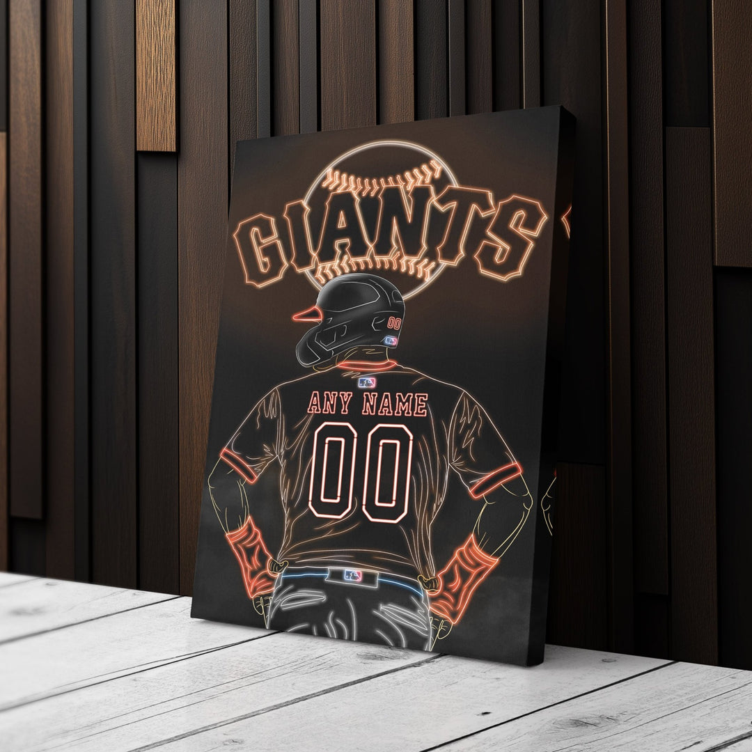 San Francisco Giants Personalized Jersey Canvas | Neon Wall Art - CanvasNeon