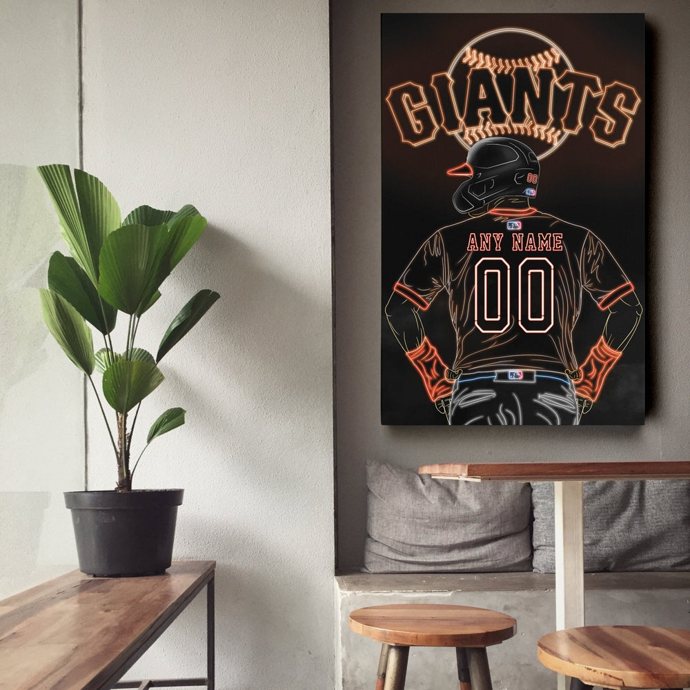 San Francisco Giants Personalized Jersey Canvas | Neon Wall Art - CanvasNeon