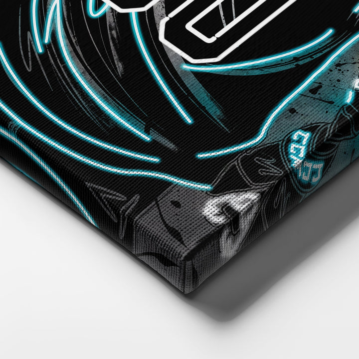 San Jose Sharks Custom Jersey Canvas | Neon Wall Art - CanvasNeon