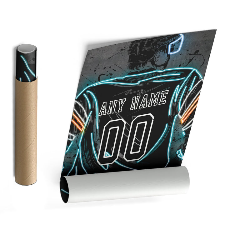 San Jose Sharks Custom Jersey Canvas | Neon Wall Art - CanvasNeon