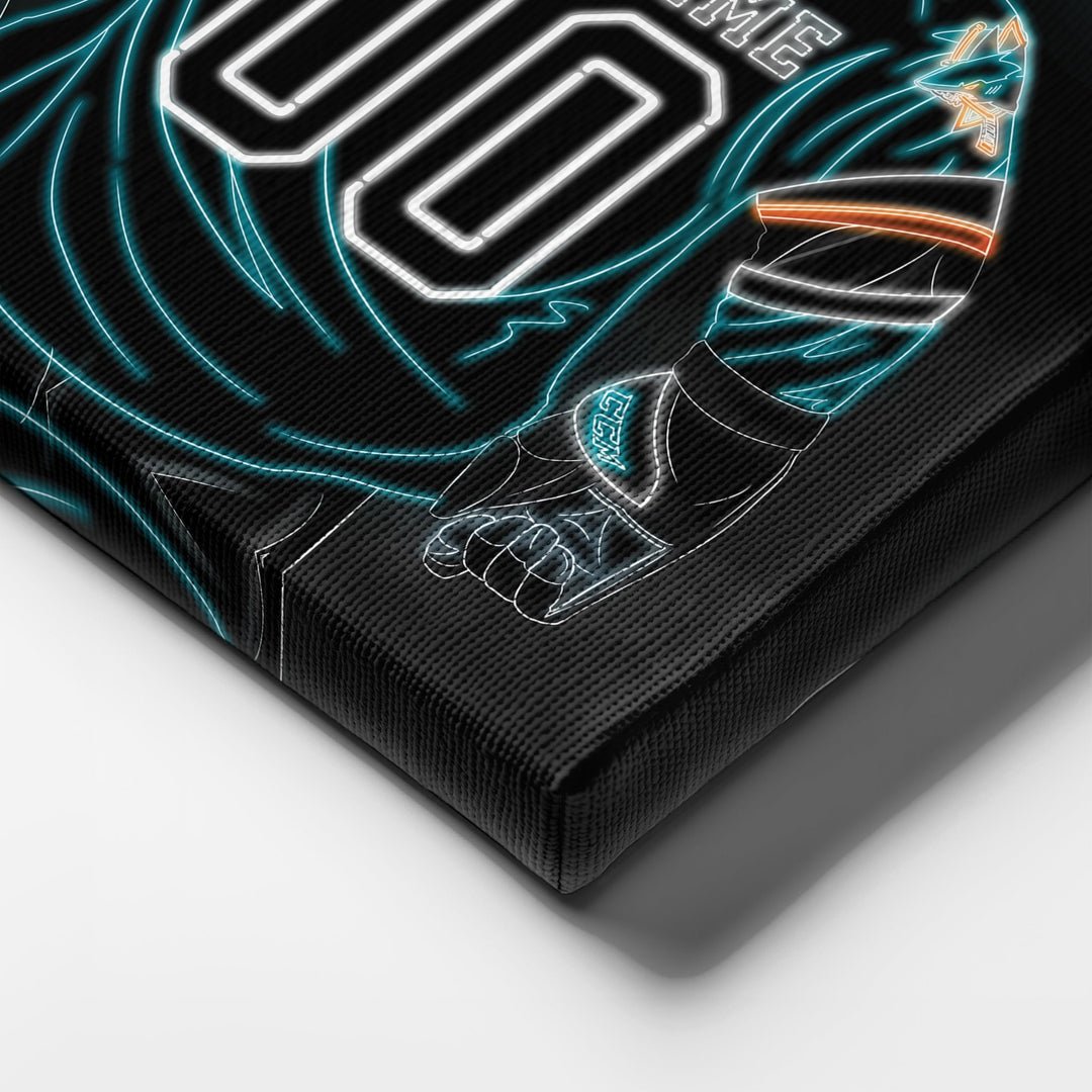 San Jose Sharks Personalized Jersey Canvas | Neon Wall Art - CanvasNeon
