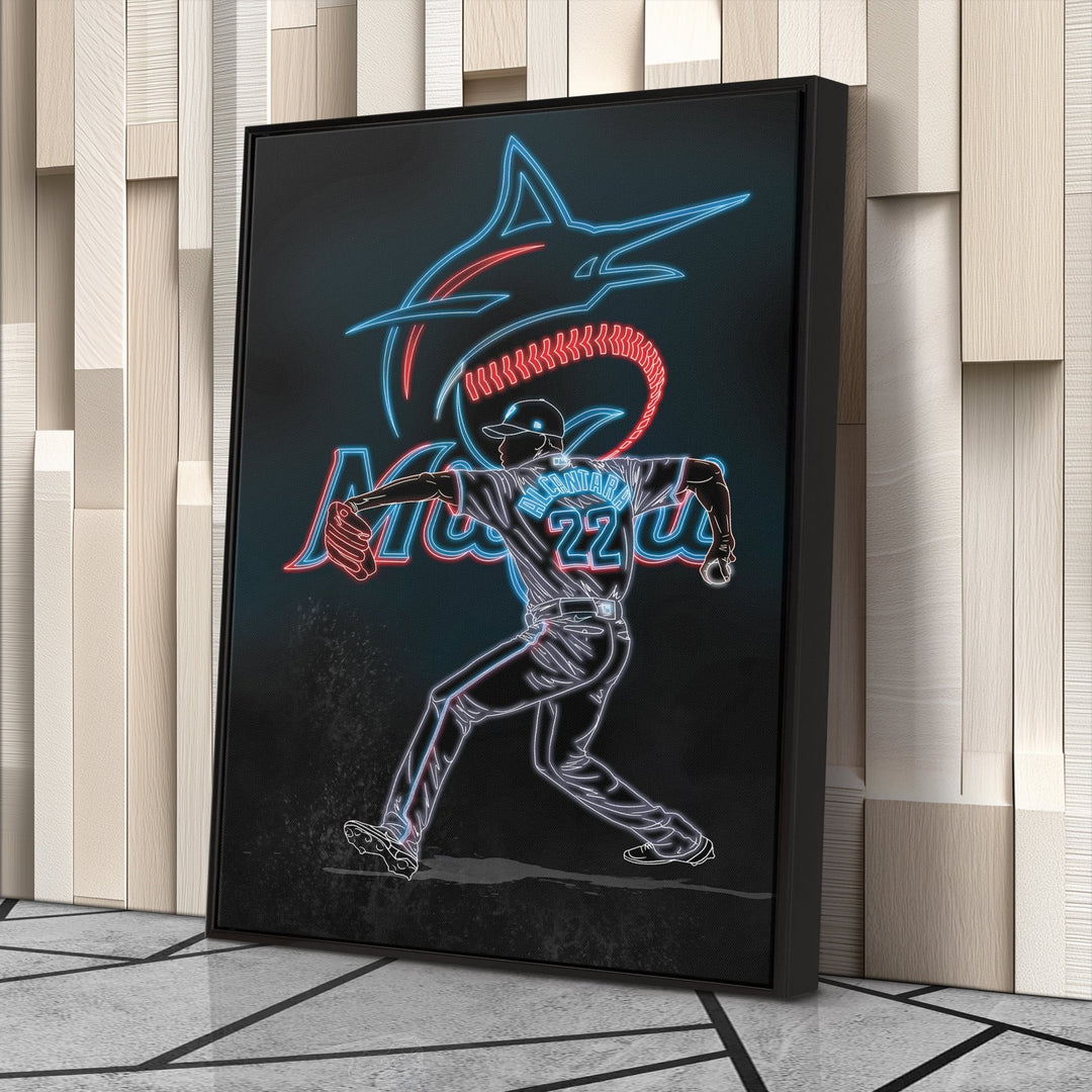 Sandy Alcántara Neon Canvas Art | Marlins Wall Decor - CanvasNeon