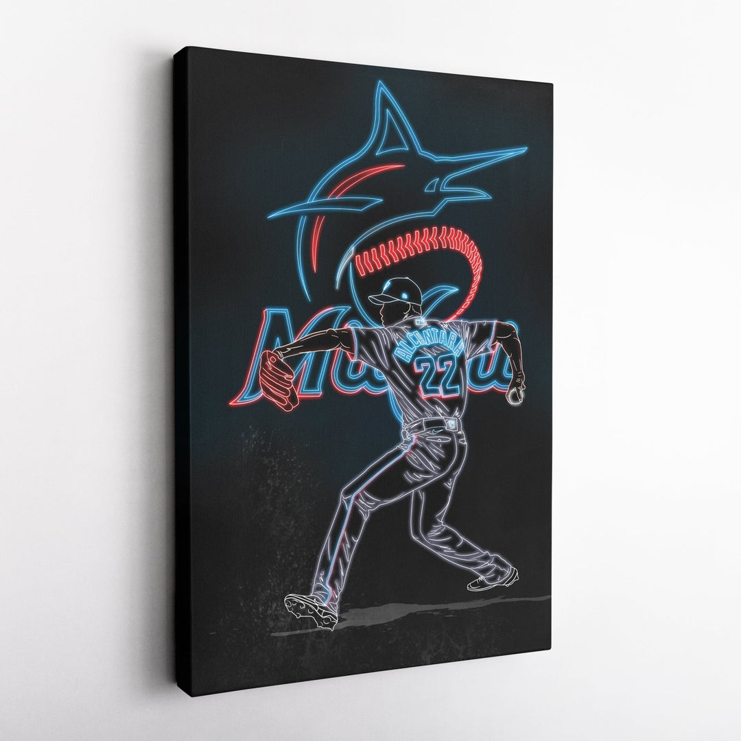 Sandy Alcántara Neon Canvas Art | Marlins Wall Decor - CanvasNeon