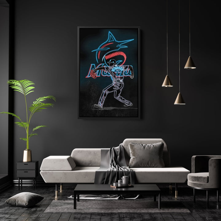 Sandy Alcántara Neon Canvas Art | Marlins Wall Decor - CanvasNeon