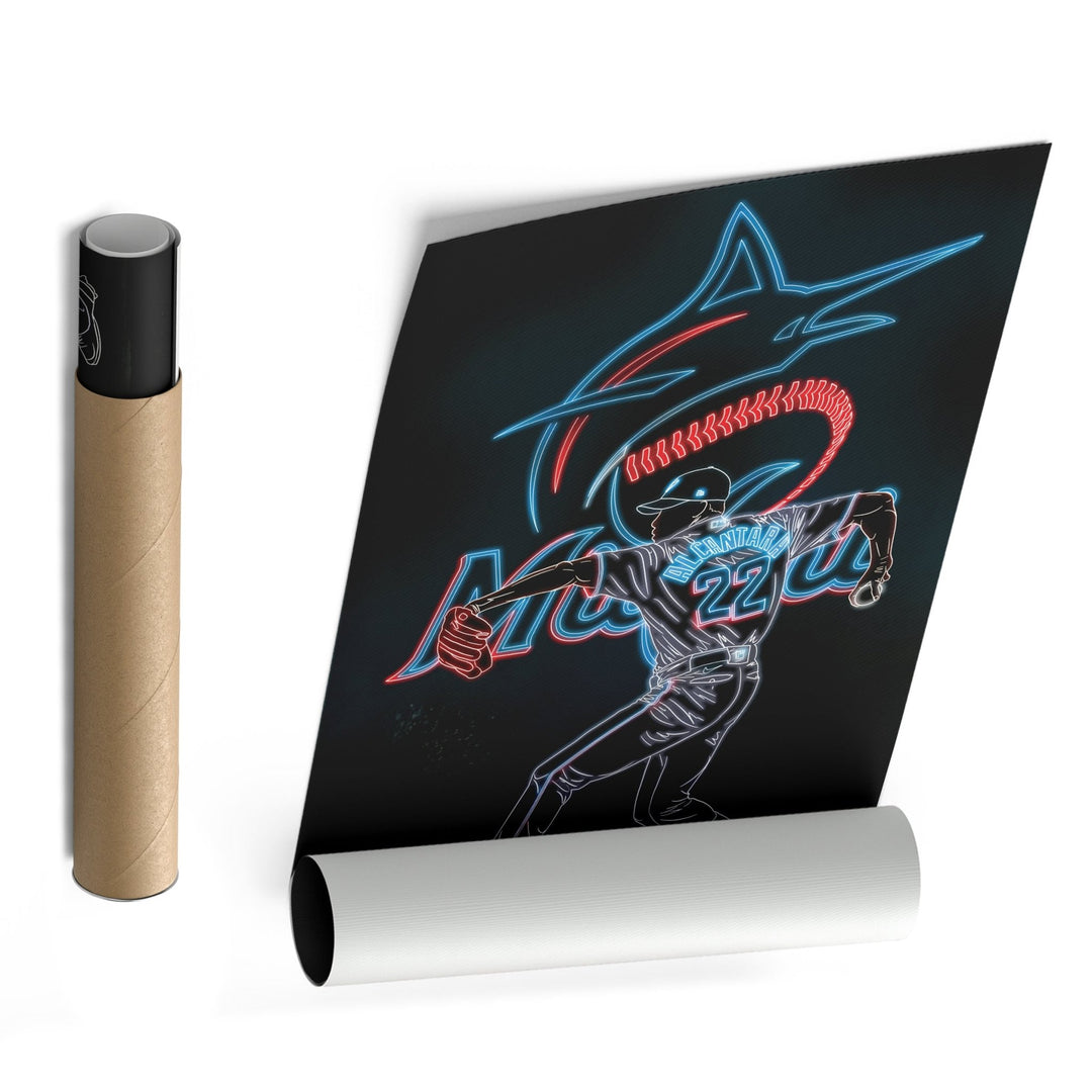 Sandy Alcántara Neon Canvas Art | Marlins Wall Decor - CanvasNeon