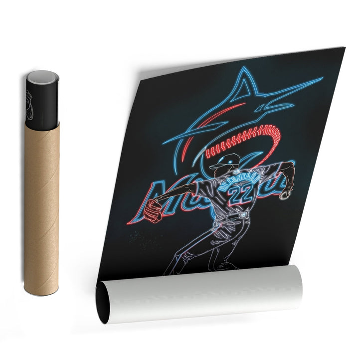 Sandy Alcántara Neon Canvas Art | Marlins Wall Decor - CanvasNeon