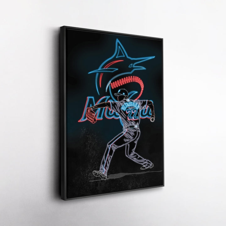 Sandy Alcántara Neon Canvas Art | Marlins Wall Decor - CanvasNeon