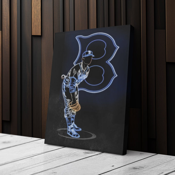Sandy Koufax Neon Canvas Art | Dodgers Wall Decor - CanvasNeon