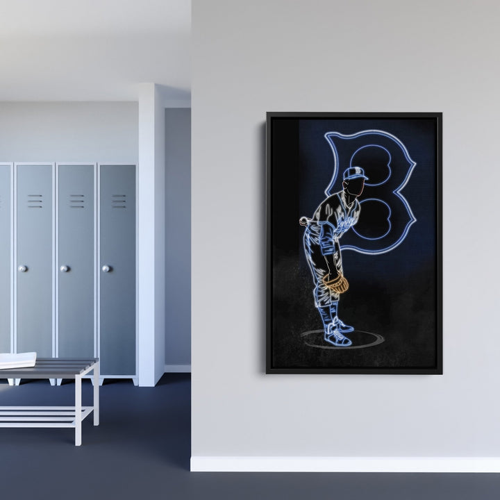 Sandy Koufax Neon Canvas Art | Dodgers Wall Decor - CanvasNeon