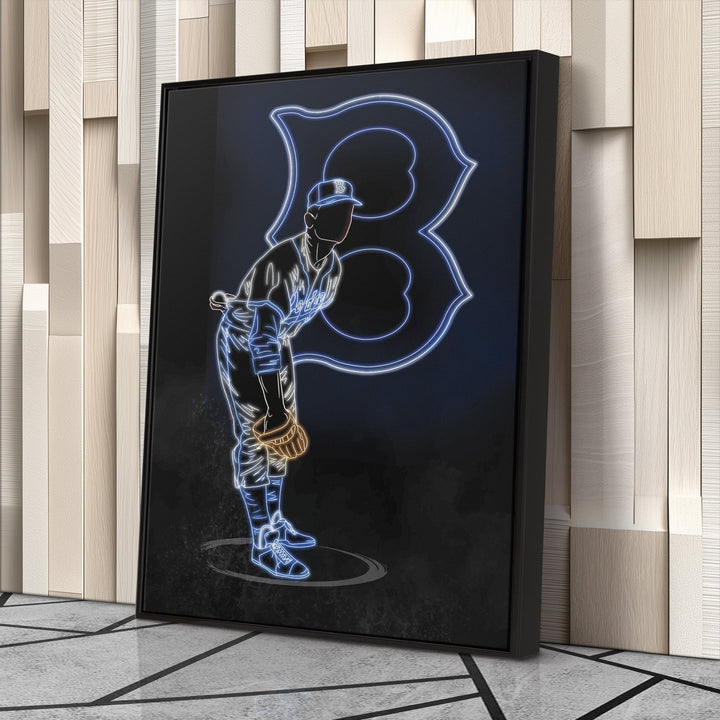 Sandy Koufax Neon Canvas Art | Dodgers Wall Decor - CanvasNeon