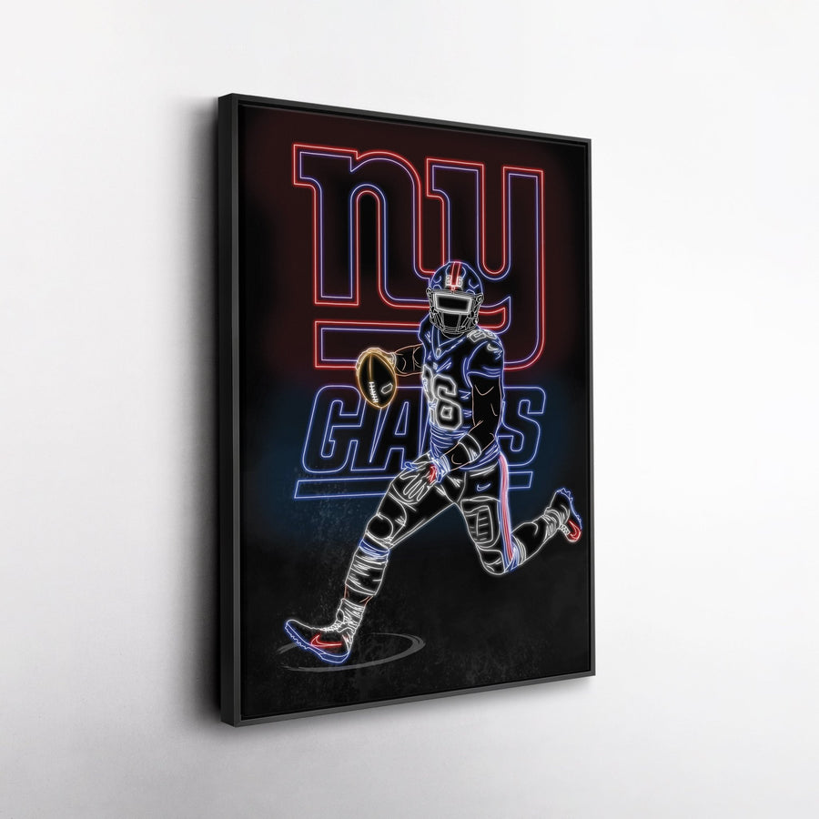 Saquon Barkley Neon Canvas Art | Giants Wall Decor - CanvasNeon