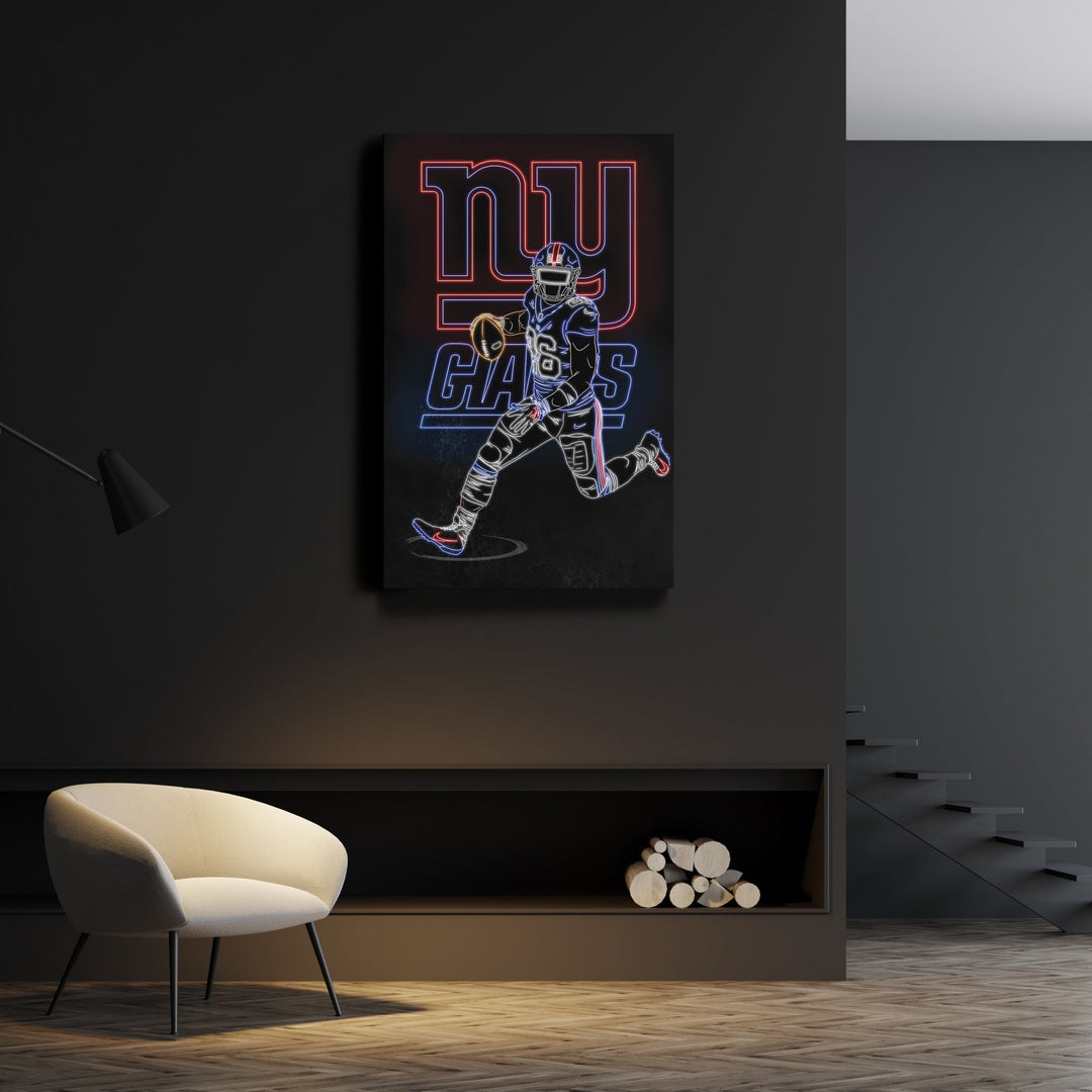 Saquon Barkley Neon Canvas Art | Giants Wall Decor - CanvasNeon