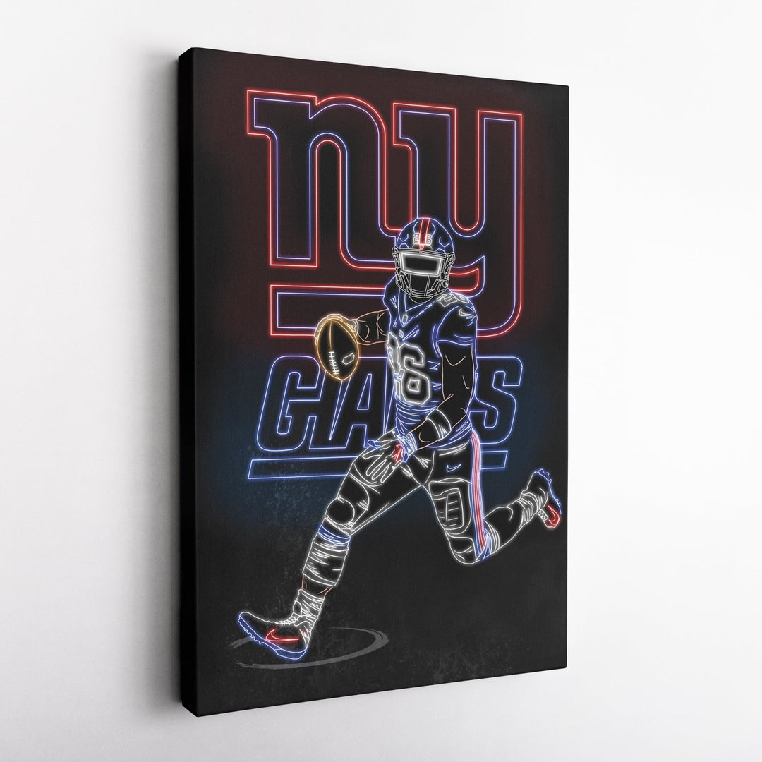 Saquon Barkley Neon Canvas Art | Giants Wall Decor - CanvasNeon