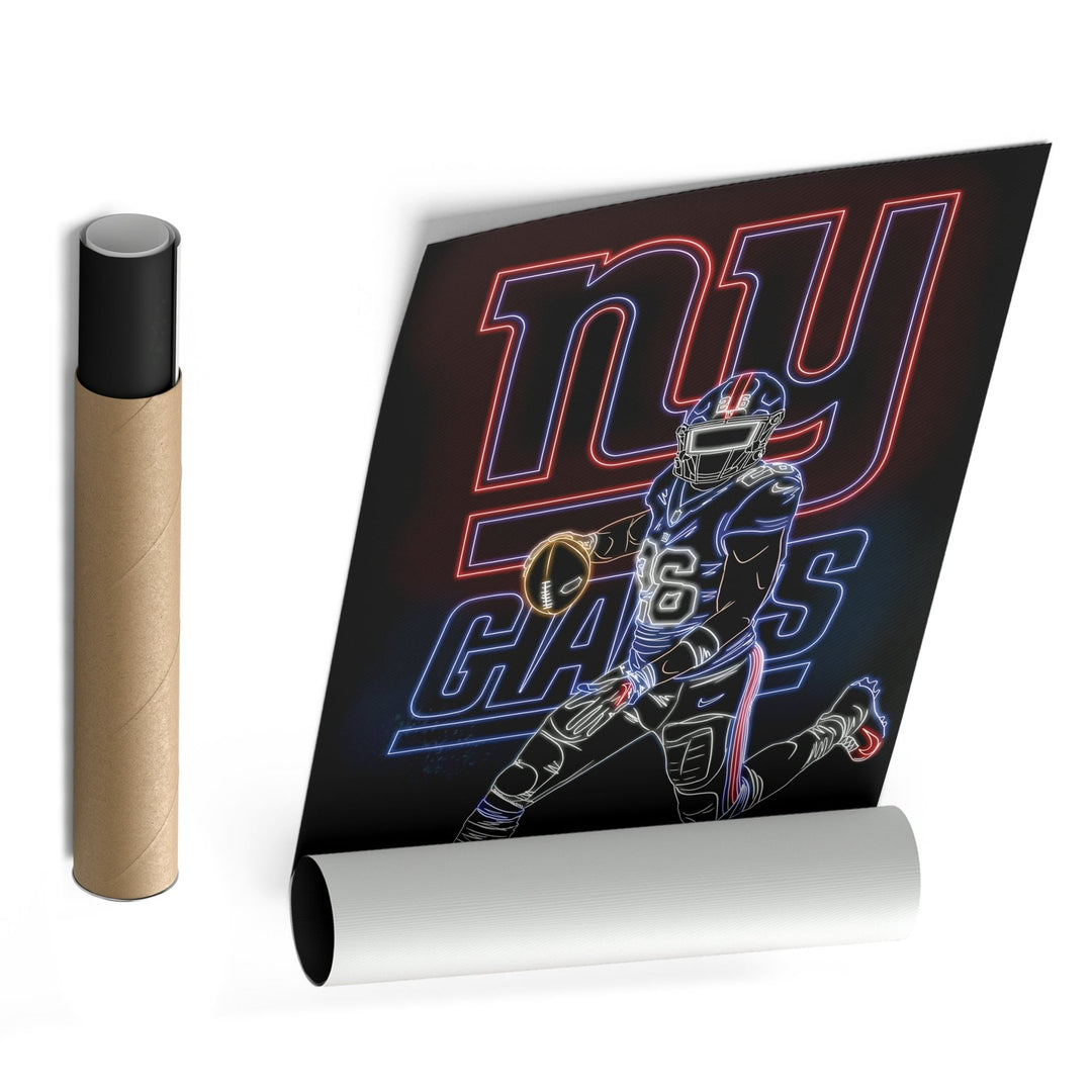 Saquon Barkley Neon Canvas Art | Giants Wall Decor - CanvasNeon