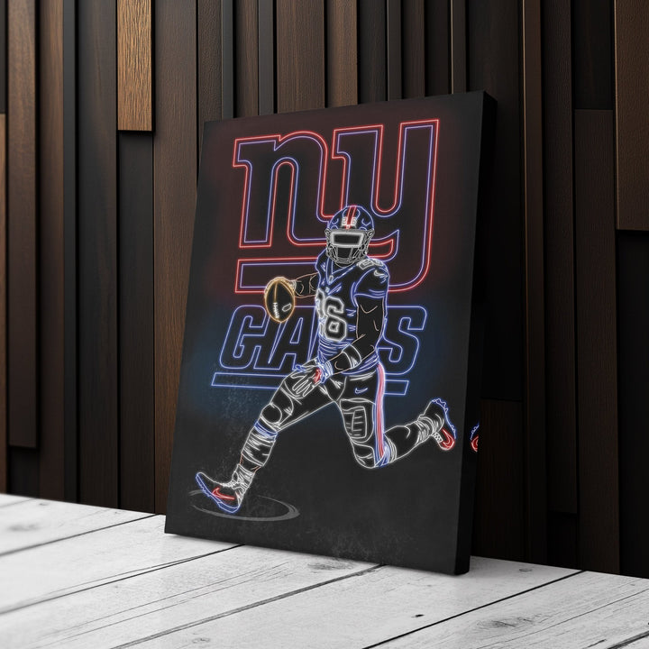 Saquon Barkley Neon Canvas Art | Giants Wall Decor - CanvasNeon