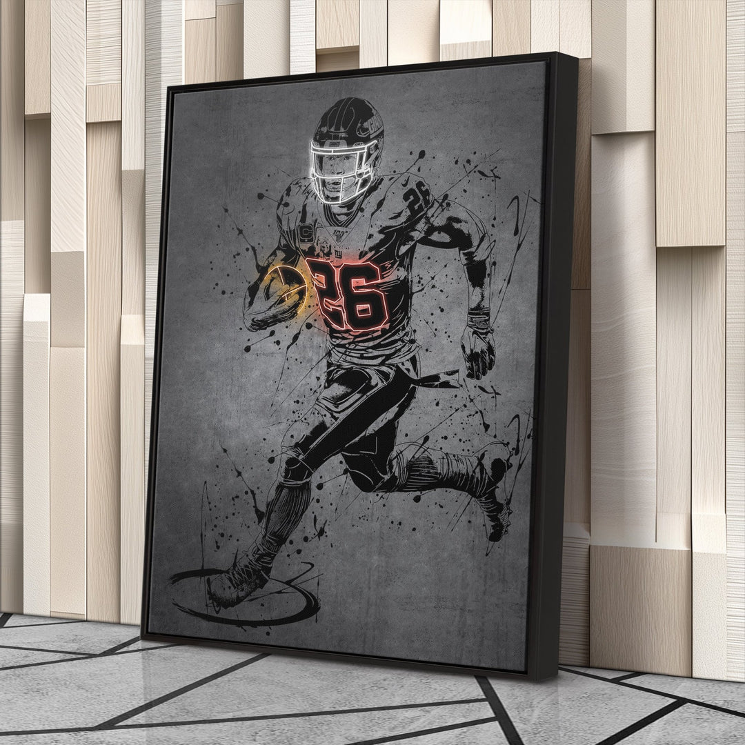 Saquon Barkley Neon Canvas Art | Modern Wall Decor for Giants Fans - CanvasNeon