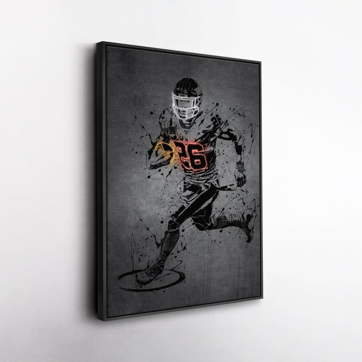 Saquon Barkley Neon Canvas Art | Modern Wall Decor for Giants Fans - CanvasNeon