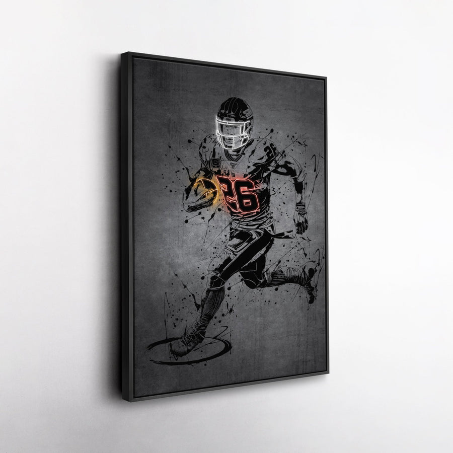 Saquon Barkley Neon Canvas Art | Modern Wall Decor for Giants Fans - CanvasNeon
