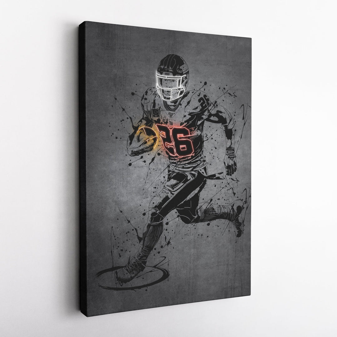 Saquon Barkley Neon Canvas Art | Modern Wall Decor for Giants Fans - CanvasNeon