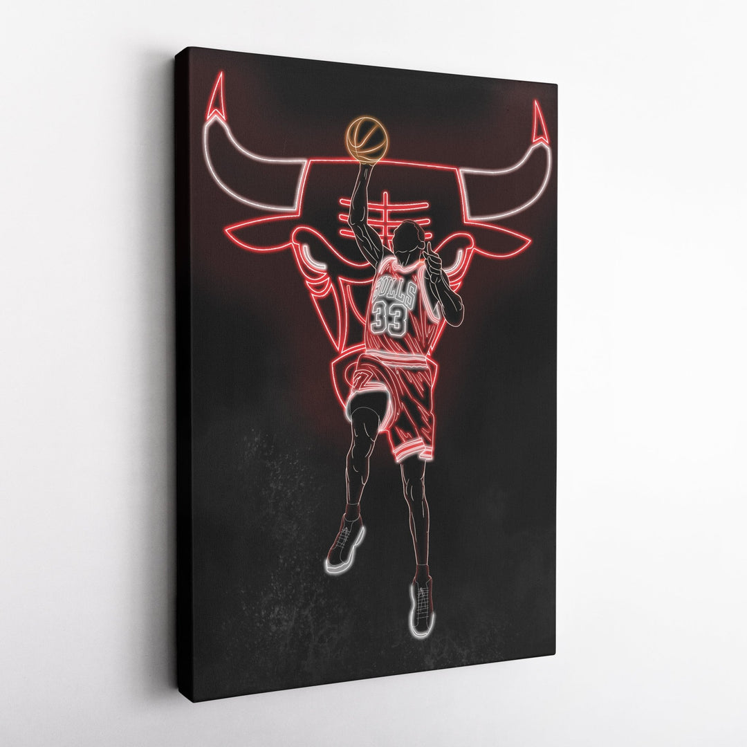 Scottie Pippen Neon Canvas Art | Bulls Wall Decor - CanvasNeon