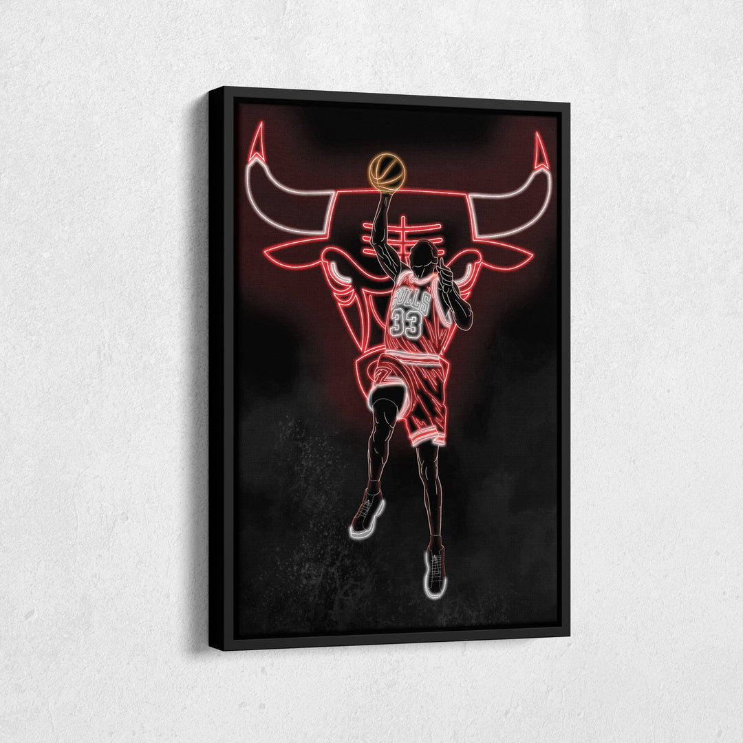 Scottie Pippen Neon Canvas Art | Bulls Wall Decor - CanvasNeon