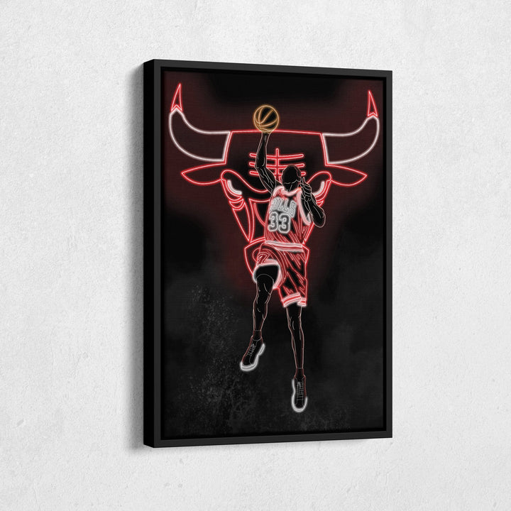 Scottie Pippen Neon Canvas Art | Bulls Wall Decor - CanvasNeon