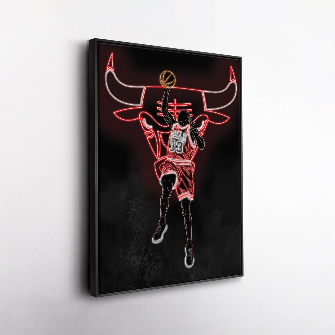 Scottie Pippen Neon Canvas Art | Bulls Wall Decor - CanvasNeon