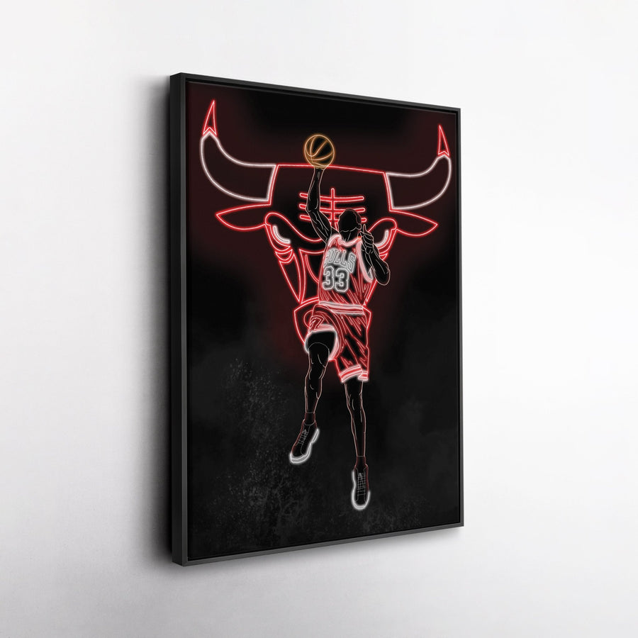 Scottie Pippen Neon Canvas Art | Bulls Wall Decor - CanvasNeon