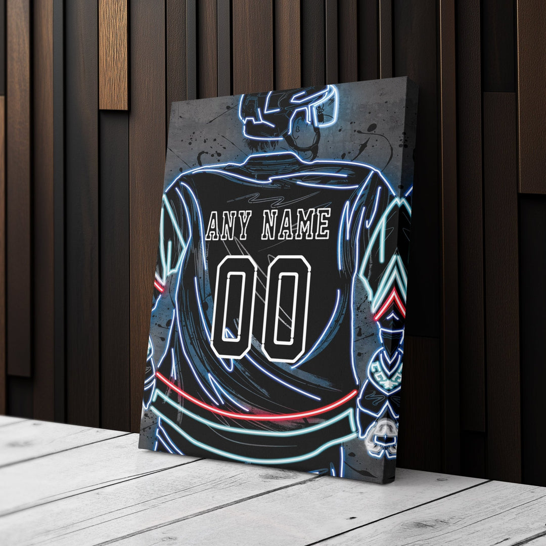 Seattle Kraken Custom Jersey Canvas | Neon Wall Art - CanvasNeon